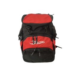 Ryggsäck till simträning eller andra tillfällen. En rymlig ryggsäck i 45 liter med många praktiska fack. I färgen röd och svart