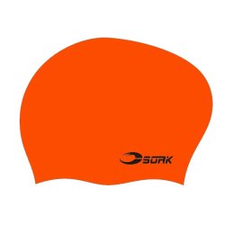 Bra badmössa i orange färg för långt hår. Badmössan är extra rymlig i bak på badmössan