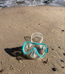 Cyklop till barn från soak med plastlins. Turkost cyklop