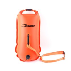 Simboj orange till simning i öppet vatten och open water. Stor simboj som rymmer 28L med ficka