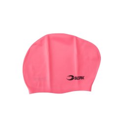 Badmössa långt hår rosa från Svenska varumärket Soak. Badmössa i silikon till simning & simträning. Rymlig badmössa rosa