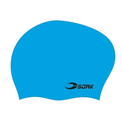 Badmössa för långt hår blå/kornblå från Svenska varumärket Soak. Snygg badmössa med svart logo.