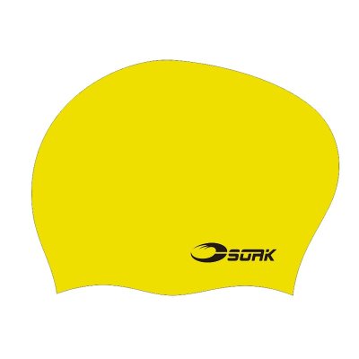Badmössa för långt hår gul från Svenska varumärket Soak. Bra badmössa till simning och crawlkursen