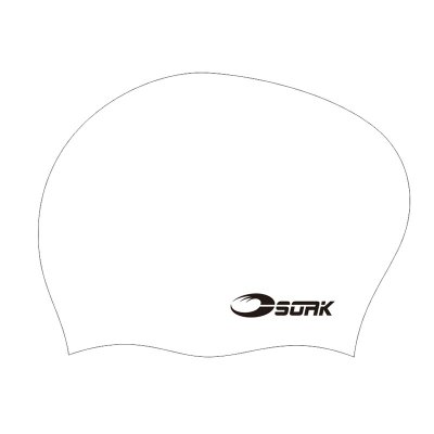 Badmössa för långt hår från Soak. Badmössan är gjord i silikon och är vit med svart Soak tryck