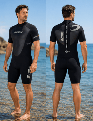 Våtdräkt till killar med kort ärm och korta ben, Passar för vansbrosimning och swimrun